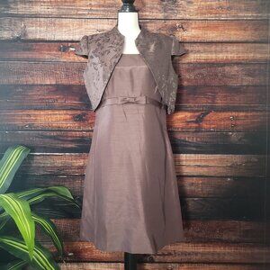NWOT Jessica Howard Evenings Two Piece Elegant Dress Size 14P Brown Beaded